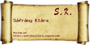 Sáfrány Klára névjegykártya