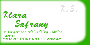 klara safrany business card